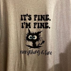 2XL Cute Cat T-Shirt 🐈‍⬛ Color Gray